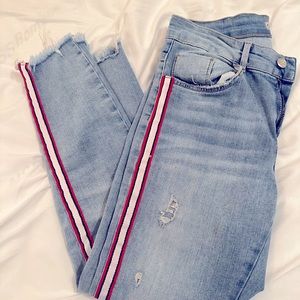 Zara basic denim jeans with red pinstripe